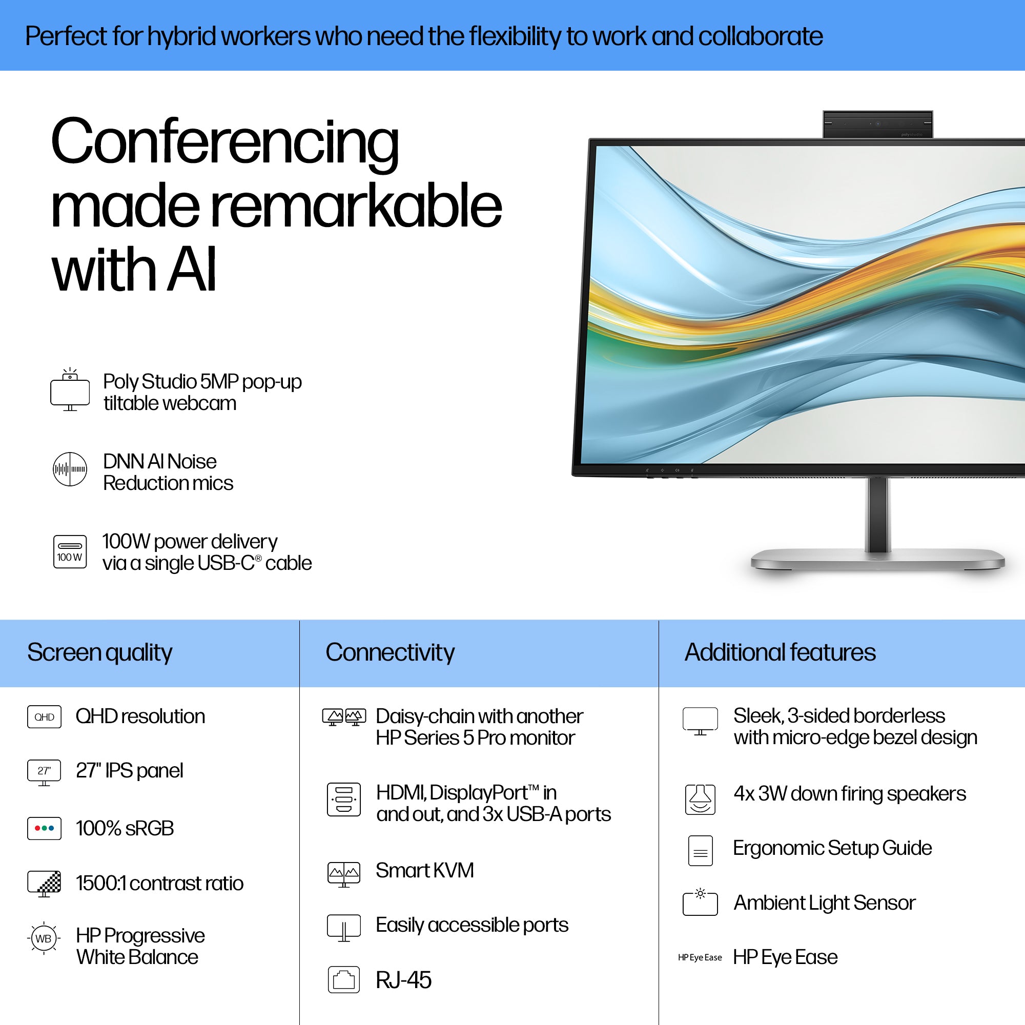 S5 Pro 27IN QHD 527pm USB-C Conf Monitor