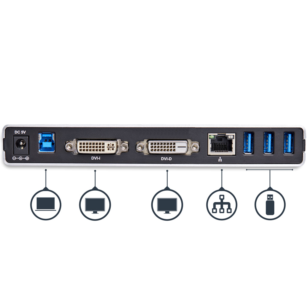 USB 3.0 Laptop Docking Station w/ 2x DVI