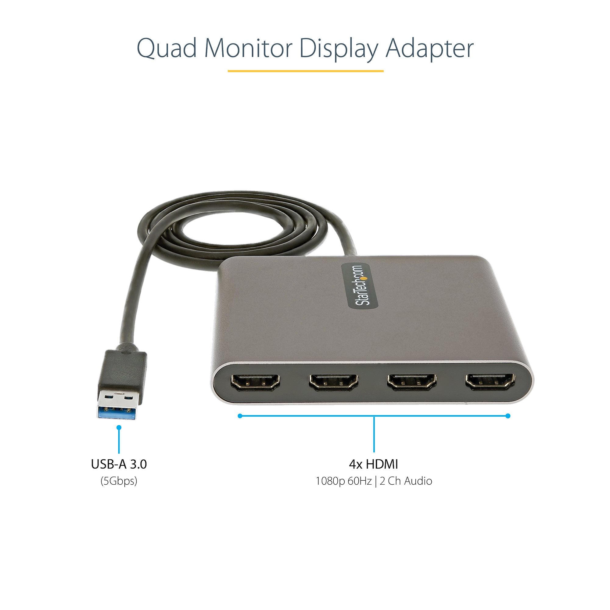 USB 3.0 to 4 HDMI Adapter - Quad Monitor