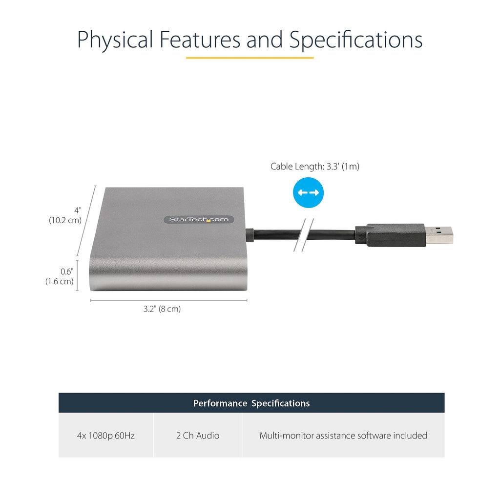 USB 3.0 to 4 HDMI Adapter - Quad Monitor