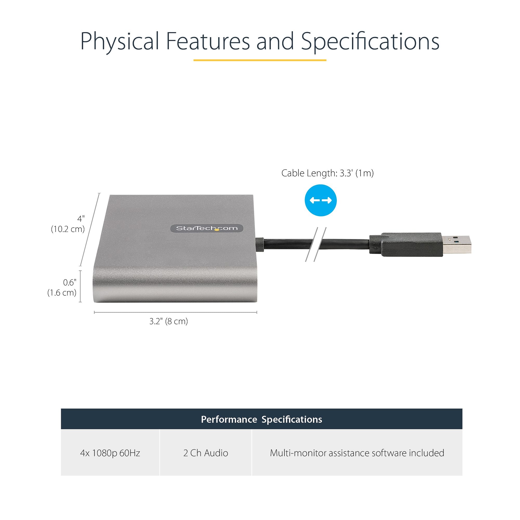 USB 3.0 to 4 HDMI Adapter - Quad Monitor