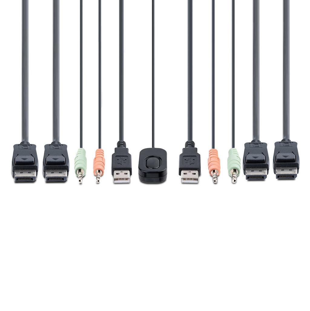 2-Port Dual-Monitor Cable KVM Switch