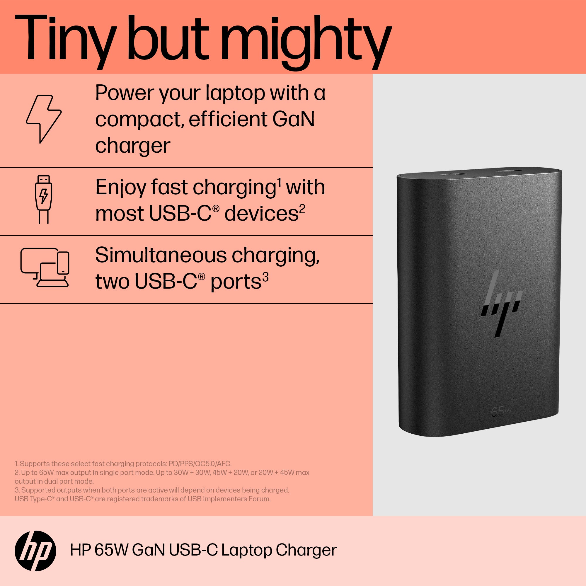 HP 65W GALLIUM NITRIDE USB-C LAPTOP CHAR