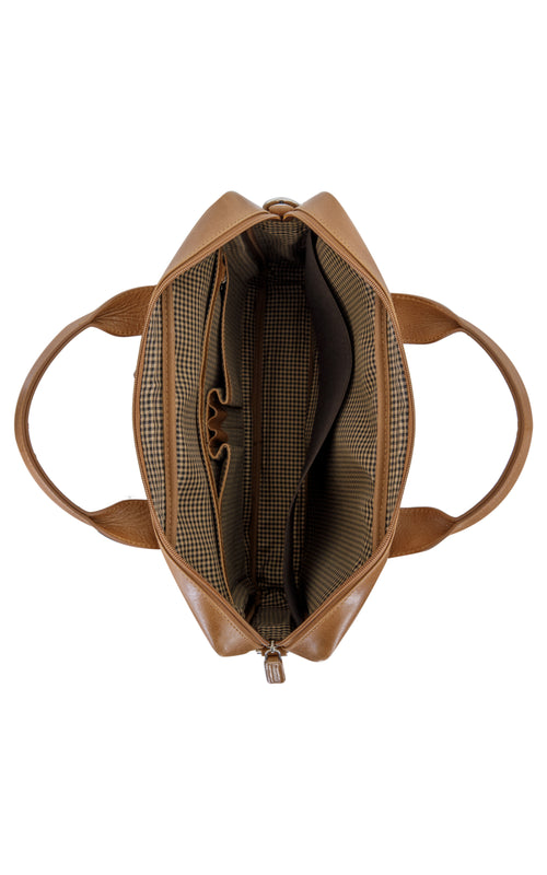AMALIENBORG leather laptop bag 15in BRN