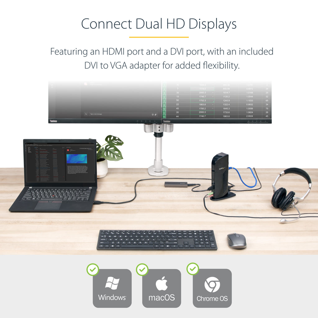 HDMI DVI USB 3.0 Laptop Docking Station