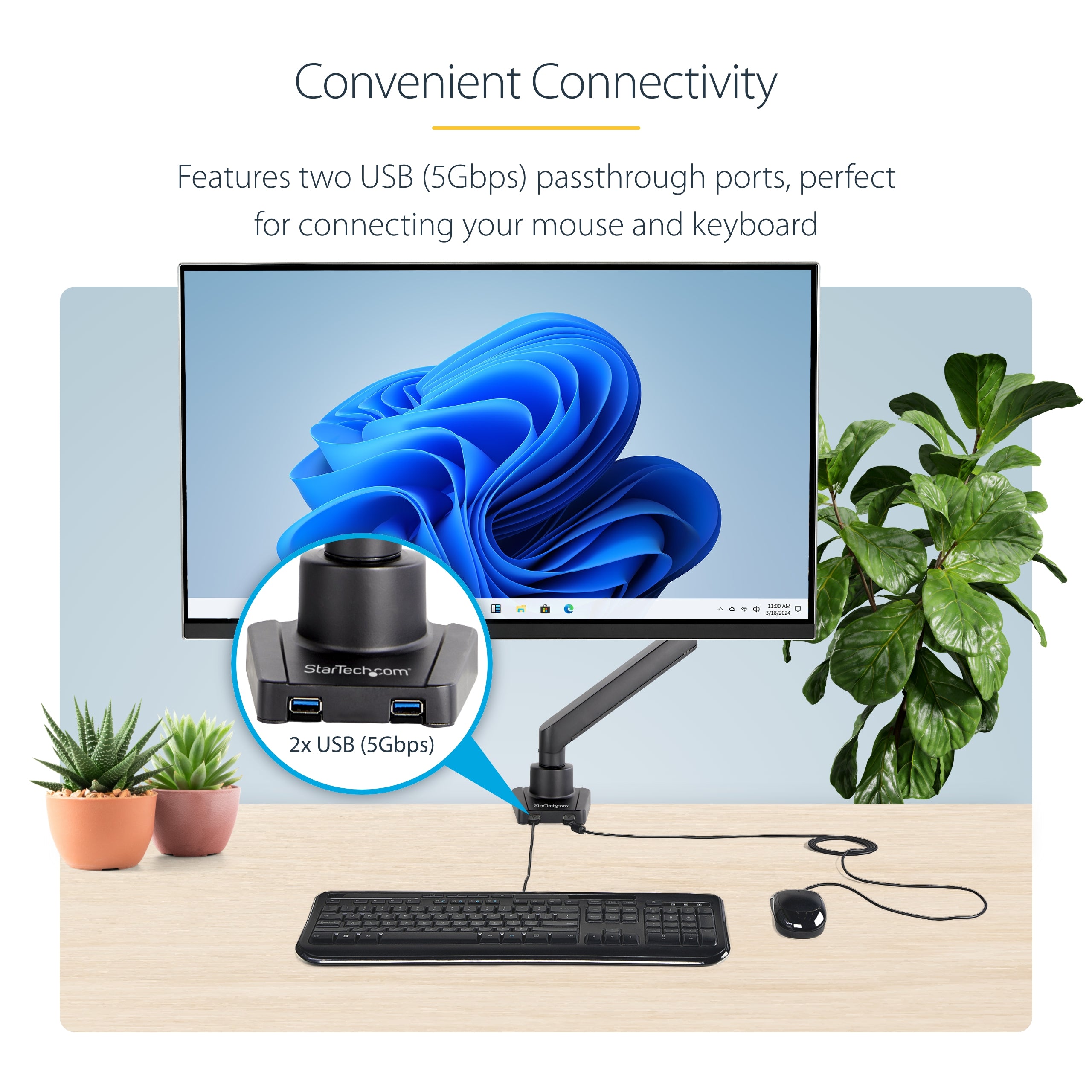 Desk Mount Monitor Arm w USB - 8kg LCD