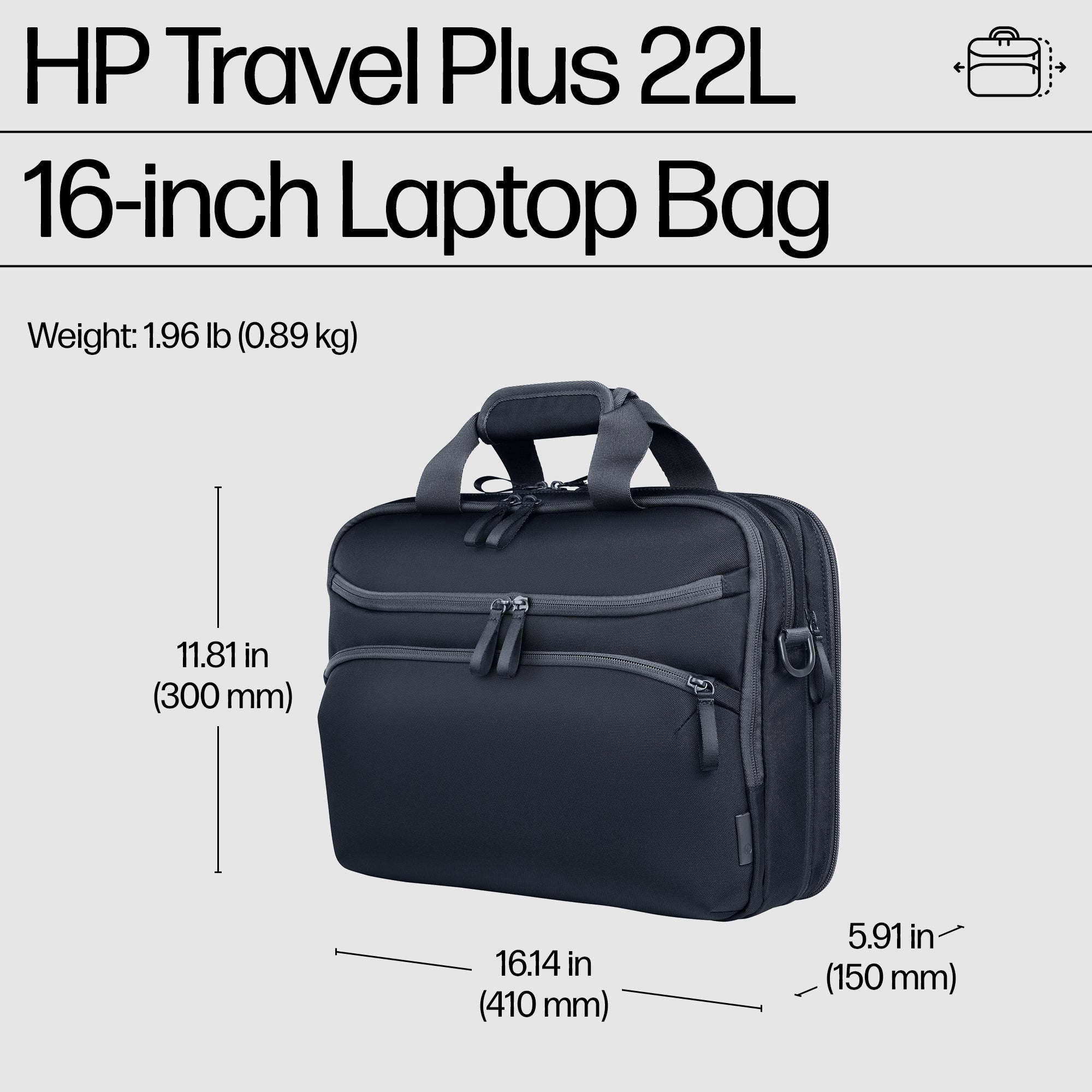 HP Travel Plus 22L 16 Laptop Bag