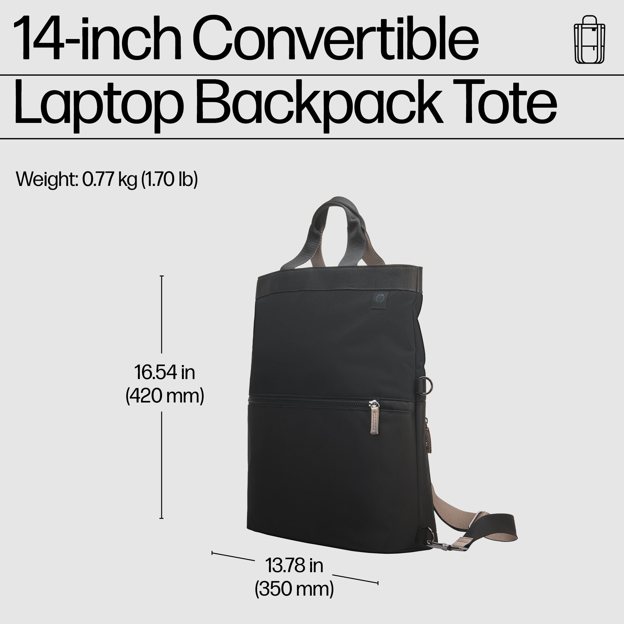 14INCH CONVERTIBLE LAPTOP BACKPACK TOTE